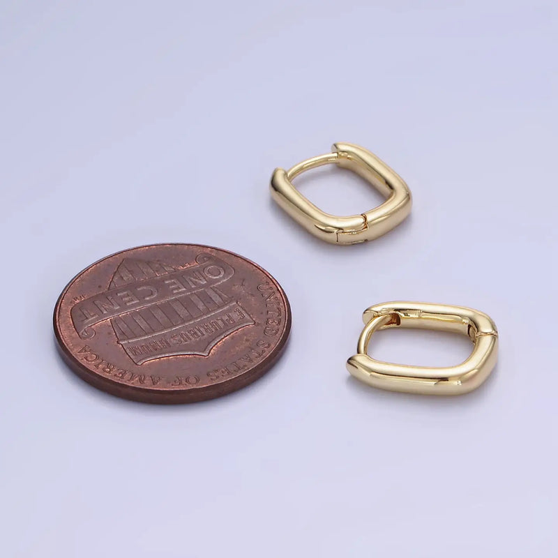 14K Gold Filled 11mm Minimalist Rectangular Huggie Earrings