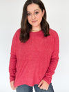 Red Ribbed Soft Feel Sweater Top