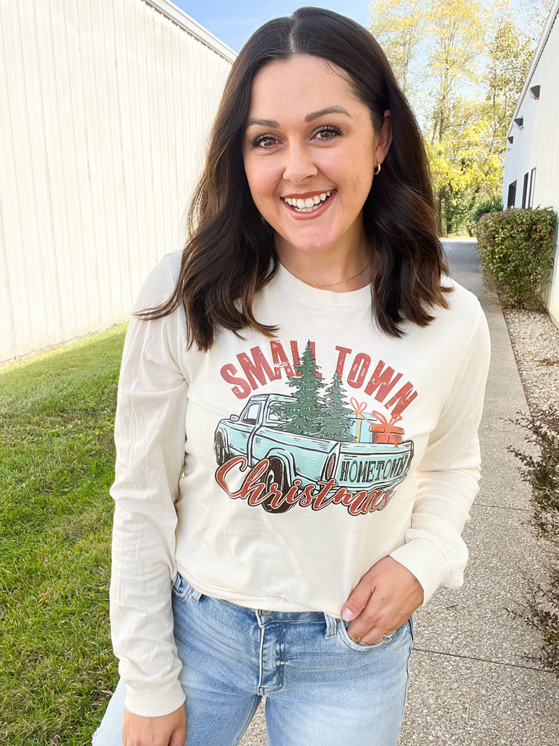 Small Town Christmas Long Sleeve Graphic Tee