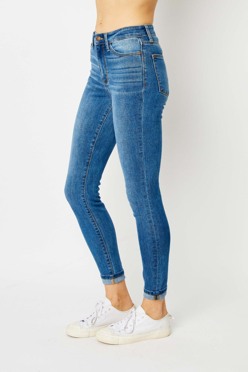 Judy Blue Full Size Cuffed Hem Low Waist Skinny Jeans ONLINE EXCLUSIVE