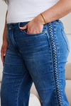 Judy Blue Full Size Braid Side Detail Wide Leg Jeans ONLINE EXCLUSIVE