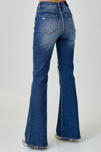 RISEN Distressed Button-Fly Flare Jeans ONLINE EXCLUSIVE