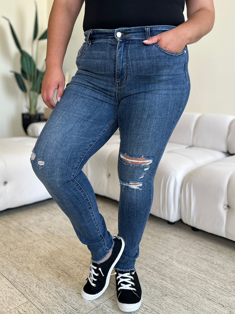 Judy Blue Full Size  High Waist Distressed Skinny Jeans ONLINE EXCLUSIVE