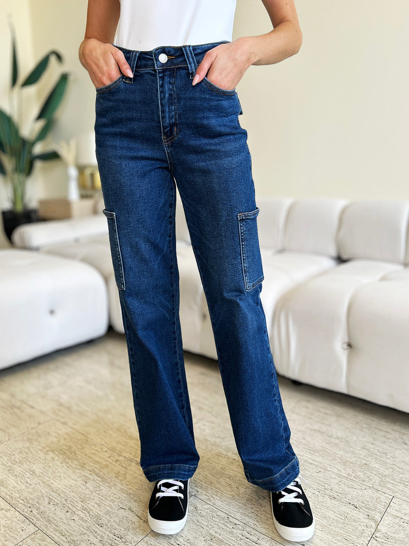 Judy Blue Full Size High Waist Straight Cargo Jeans ONLINE EXCLUSIVE