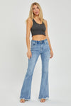 Risen High Rise Frayed Hem Flare Jeans ONLINE EXCLUSIVE