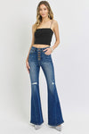 RISEN Distressed Button-Fly Flare Jeans ONLINE EXCLUSIVE