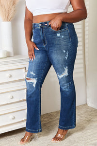 Judy Blue Full Size Mid Rise Hand Sand & Destroy Bootcut Jeans ONLINE EXCLUSIVE