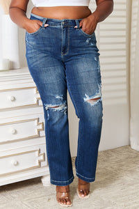 Judy Blue Full Size Mid Rise Hand Sand & Destroy Bootcut Jeans ONLINE EXCLUSIVE